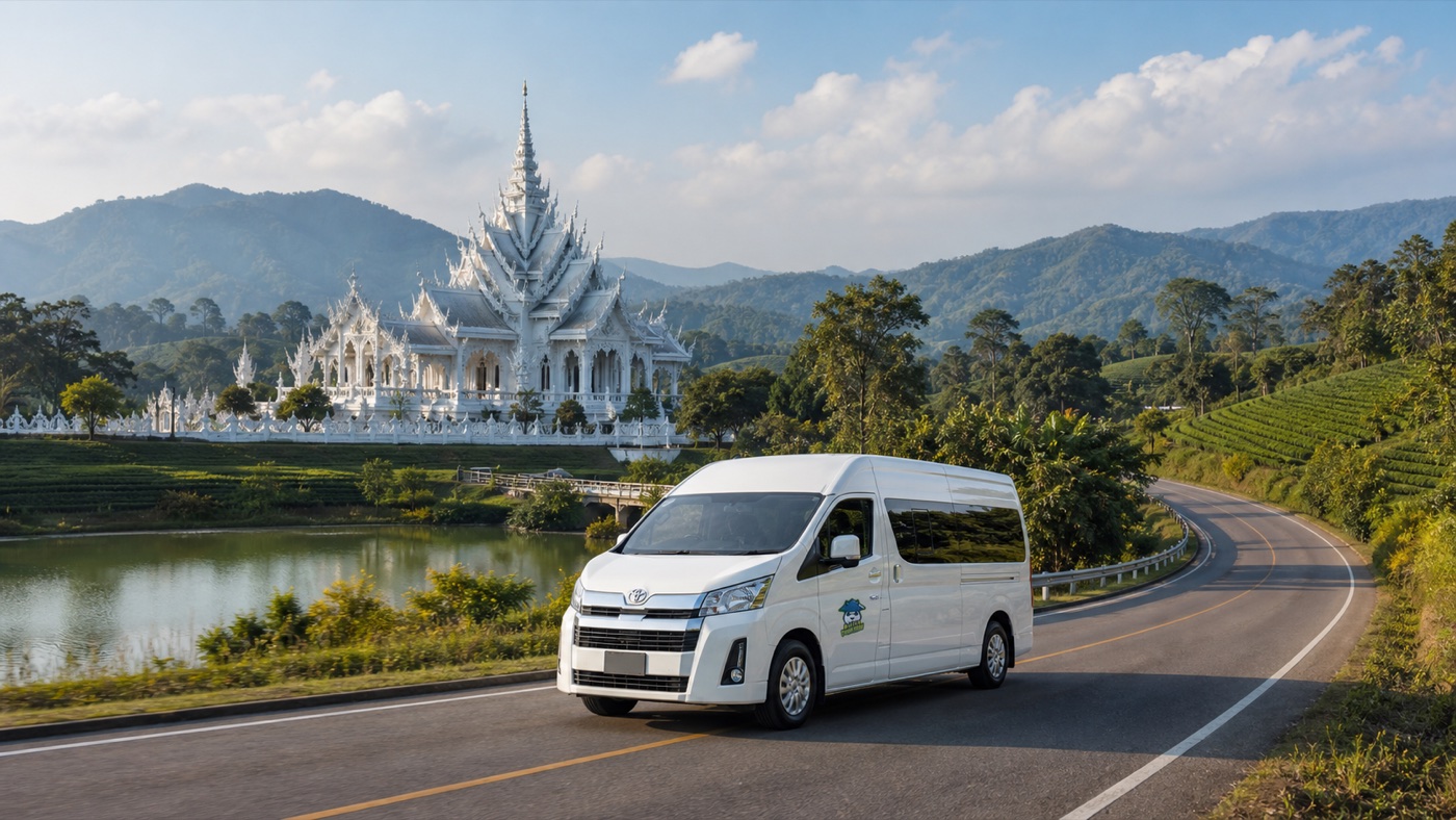 Private van on a Northern Thailand mountain road